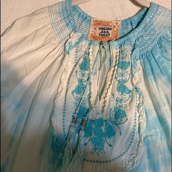 Chelsea and Violet the dyed turquoise blue Tunic Dress with Tassels and ruffles - Picture 9 of 9